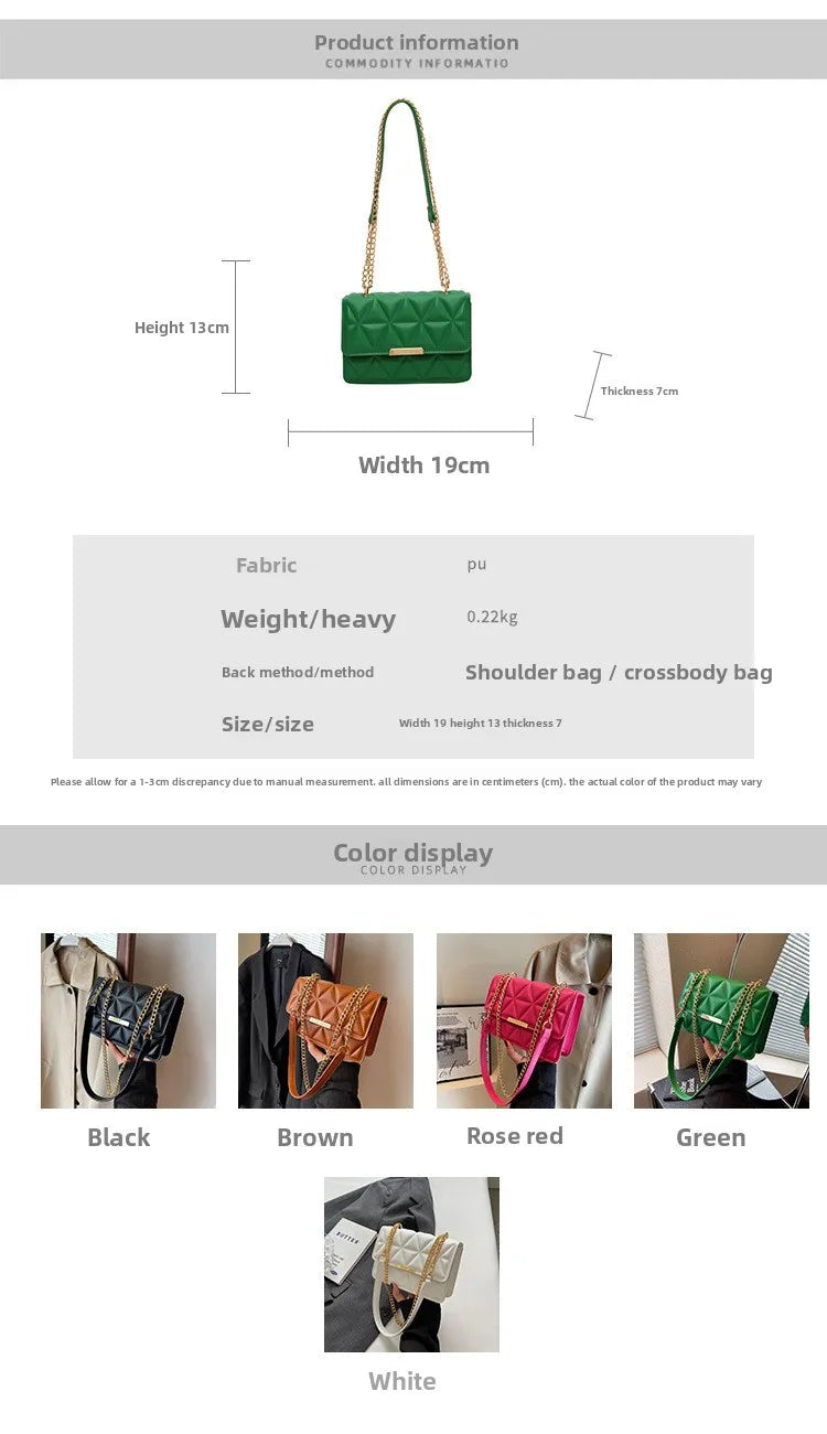 Women Quilted Chain Crossbody Bag Fashion Small Square Shoulder Purse Multi Color Casual Daily Handbag