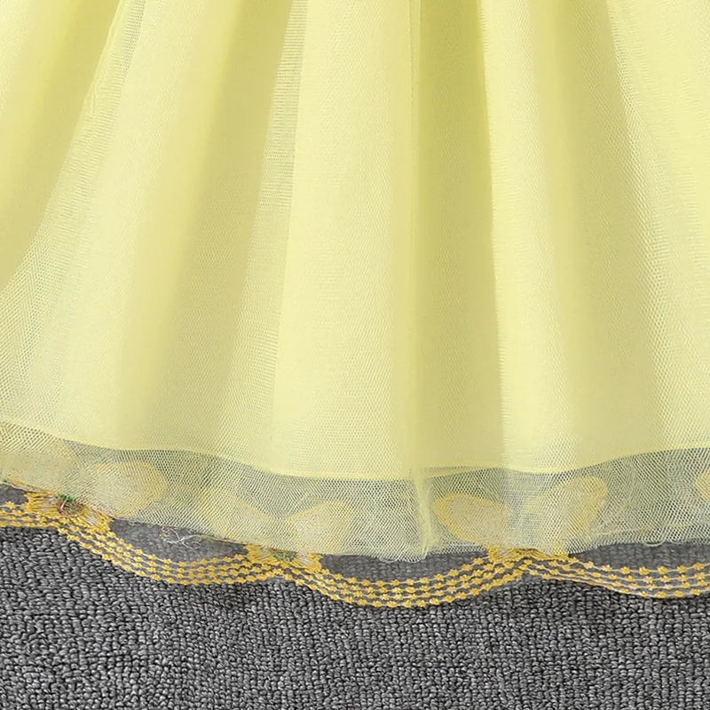 2026 New Children Cute Puff Dresses Kids Bow Embellish Butterfly Print Skirt Girls Birthday Party Trend Gown Baby Sweet Clothes