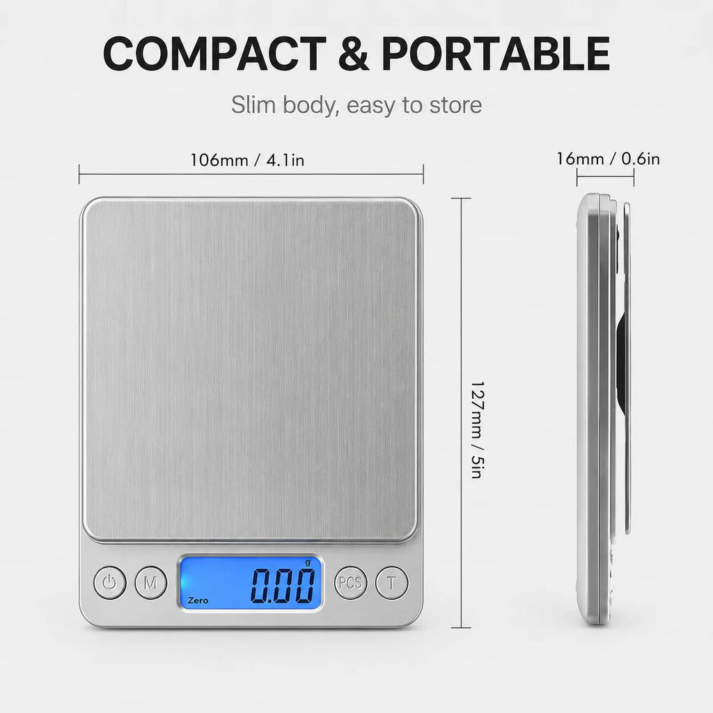 Báscula de cocina digital de acero inoxidable con pantalla LCD para pesar con precisión ingredientes de cocina y dietas