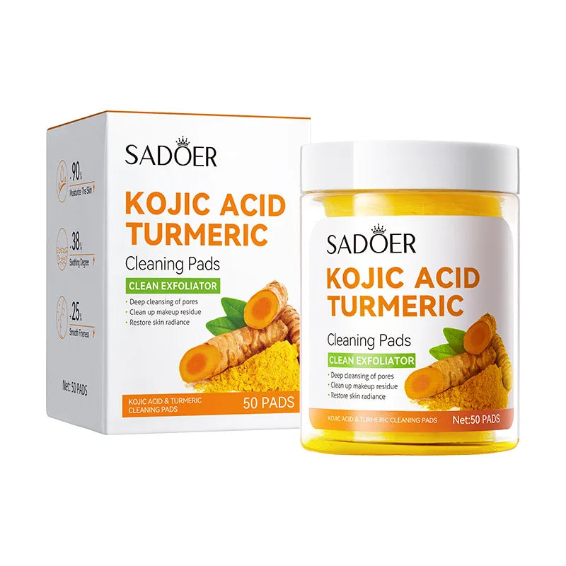 50 Pads/1 Box Kojic Acid Turmeric Cleansing Pads, Moisturizing Deep Cleansing