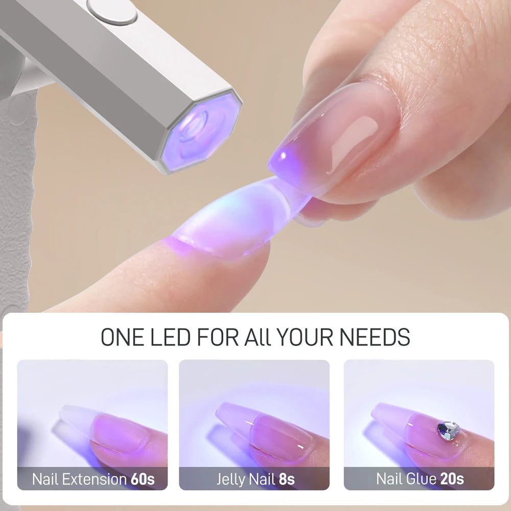 Lámpara de uñas LED UV con soporte, luz UV de mano con pantalla LCD para uñas de gel, secador de uñas USB recargable para curado rápido
