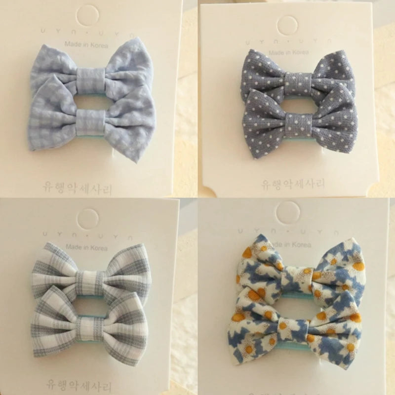 AITOUSHI Girls' Cotton Bow Hair Clips - Handmade Classical Headwear