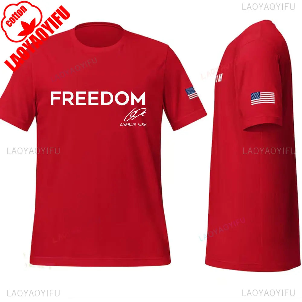 Charlie Kirk Freedom Shirt Patriotic Graphic Tee Tribute For Patriotic Activists Streetwear