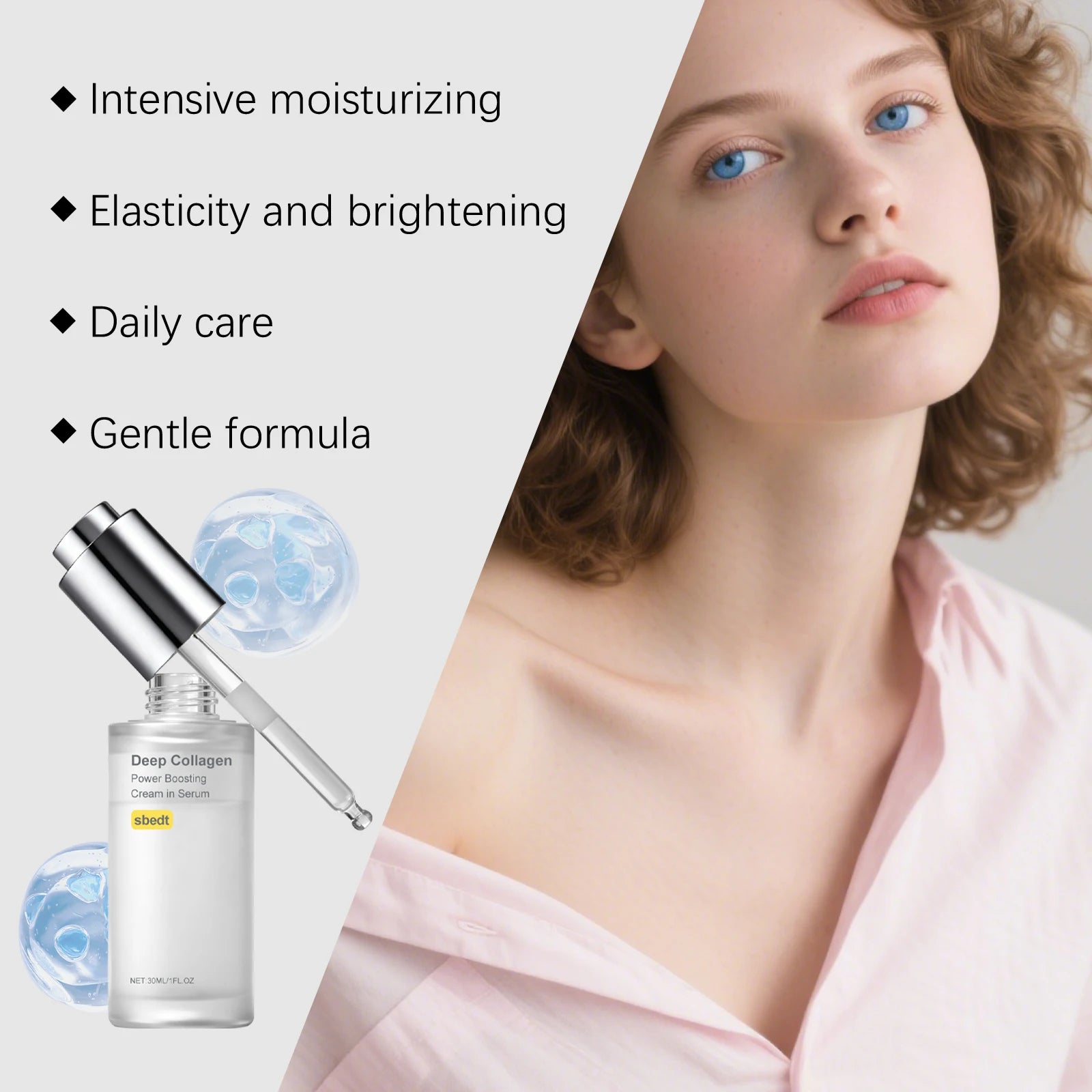 Deep Collagen Serum Moisturizing Brightening Skin Tone Improve Fine Line Enhance Elasticity Tightening Hydration Korean Skincare