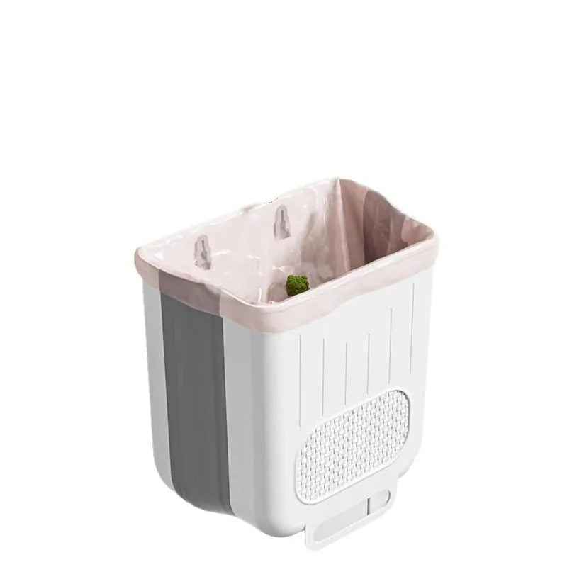 Cubo de basura plegable montado en la pared de la cocina, cubo de basura colgante para armario del hogar, cubo de basura colgante clasificado, accesorios de cocina