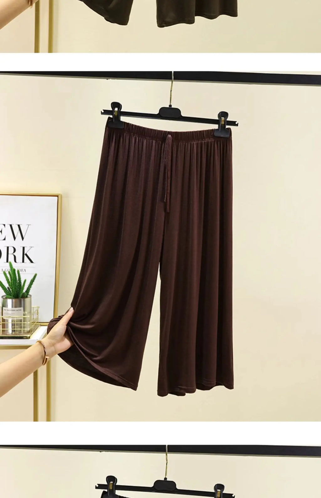 plus Size Modal Seven-Foot Pants Women Summer Loose Wide Leg Pants Elastic Waist Casual Home Pants Shorts Home Clothes