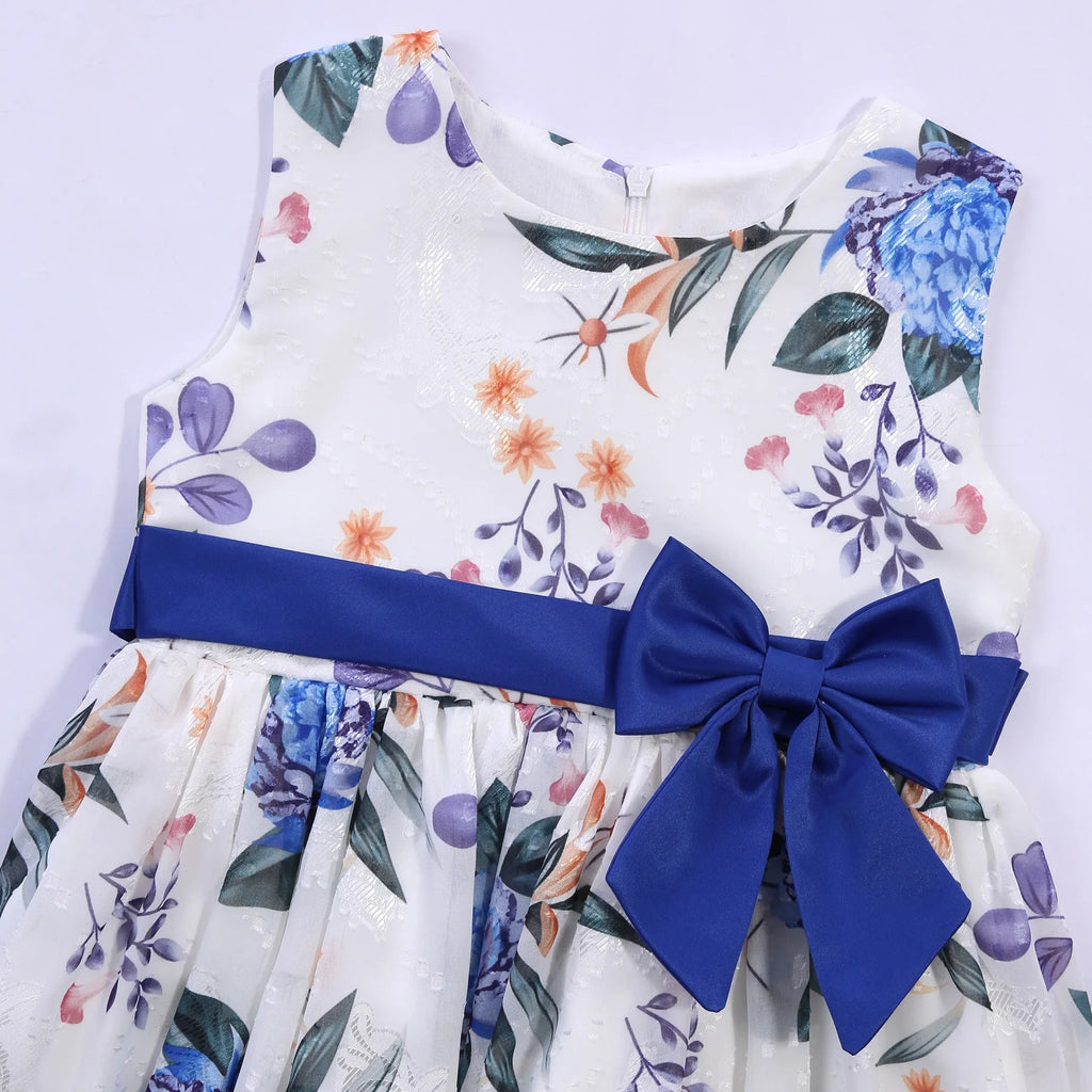 HETISO Girls Flower Dress Summer Retro Sleeveless Kids Princess Birthday Dresses Child Casual Clothes 2-10 Yrs