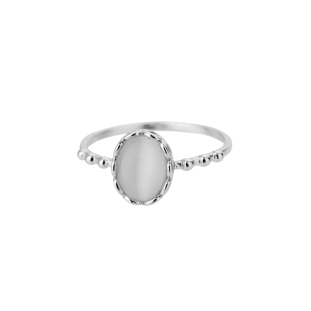 Stainless Steel Opal Rings For Women'S Aesthetic Water Drop Gold Color Wedding Ring Waterproof Jewelry Finger Accessories Gifts