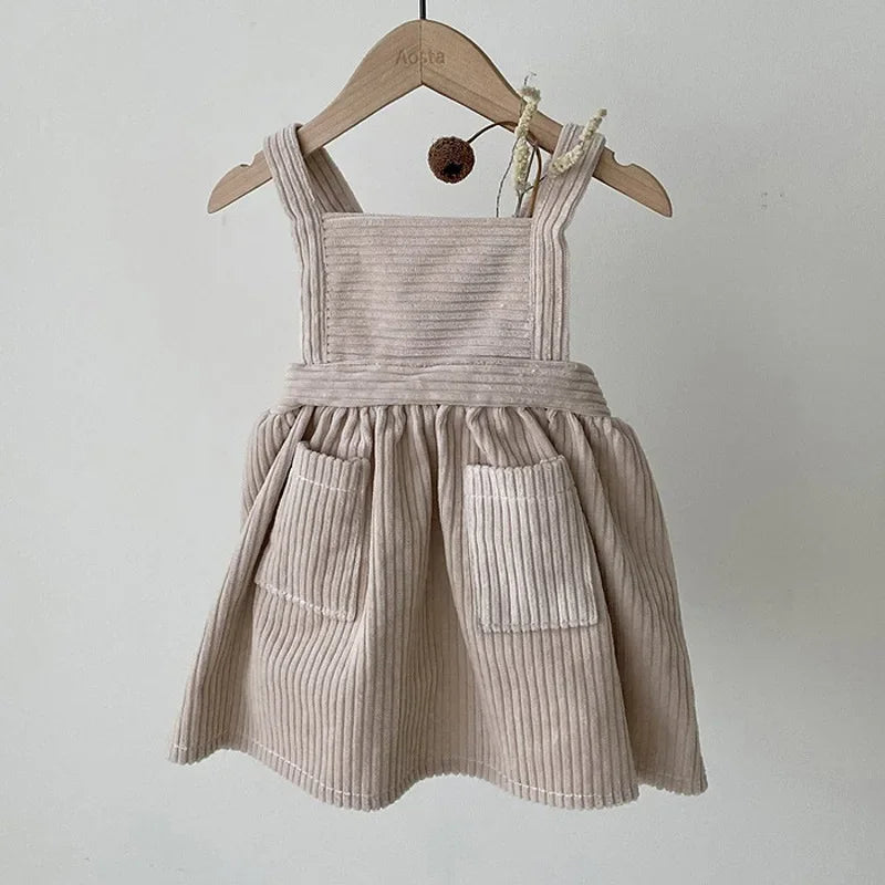 Baby Girls Corduroy Sleeveless A-Line Sundress - Vintage Style