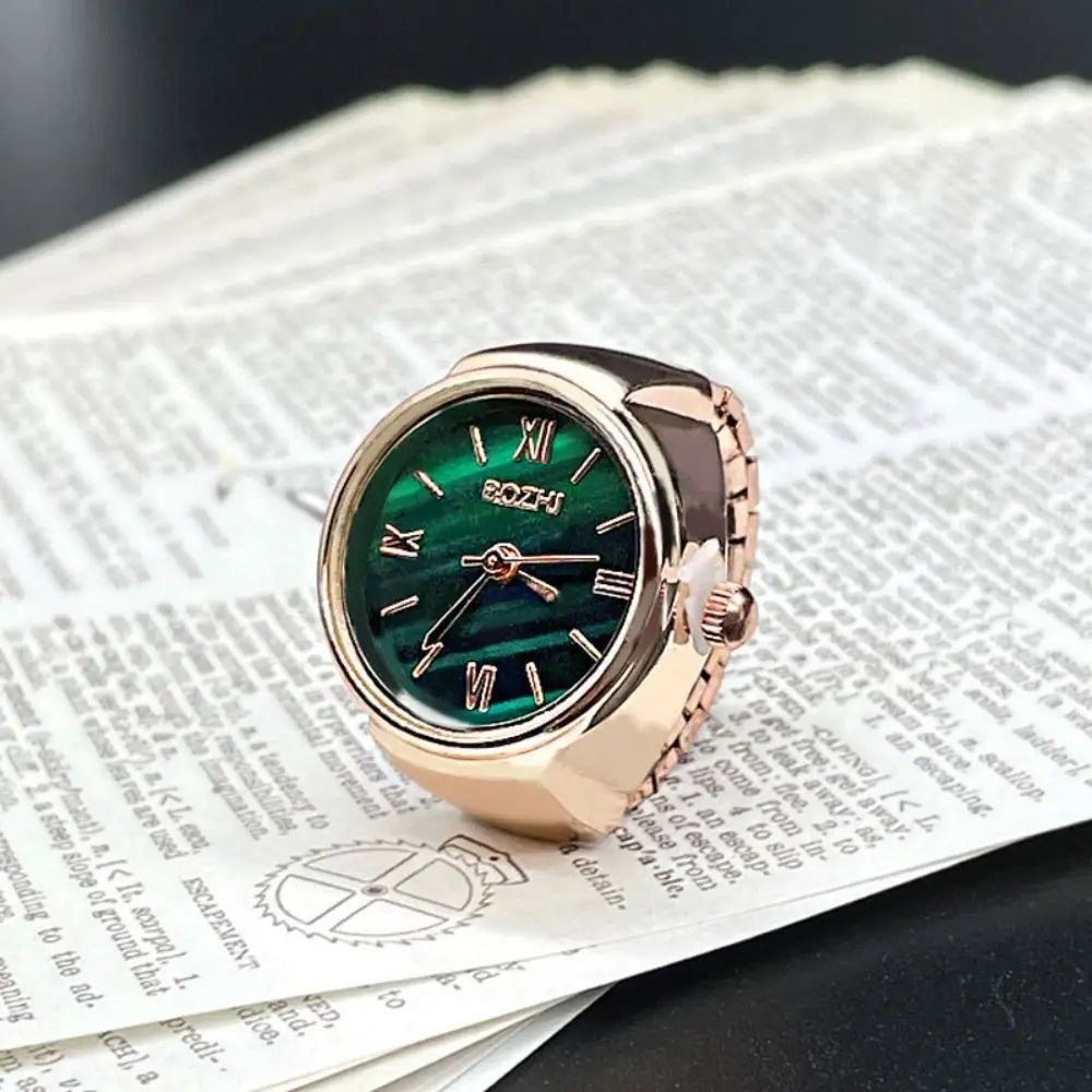 Finger Ring Watch For Couples Vintage Punk Heart Shape Quartz Clock With Adjustable Elastic Strap
