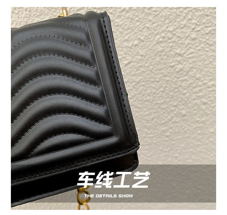 Brand Designer PU Striped Women's Shoulder Bag Fashion Tassel Chain Crossbody Bag Small flap Handbag  2023 Trend