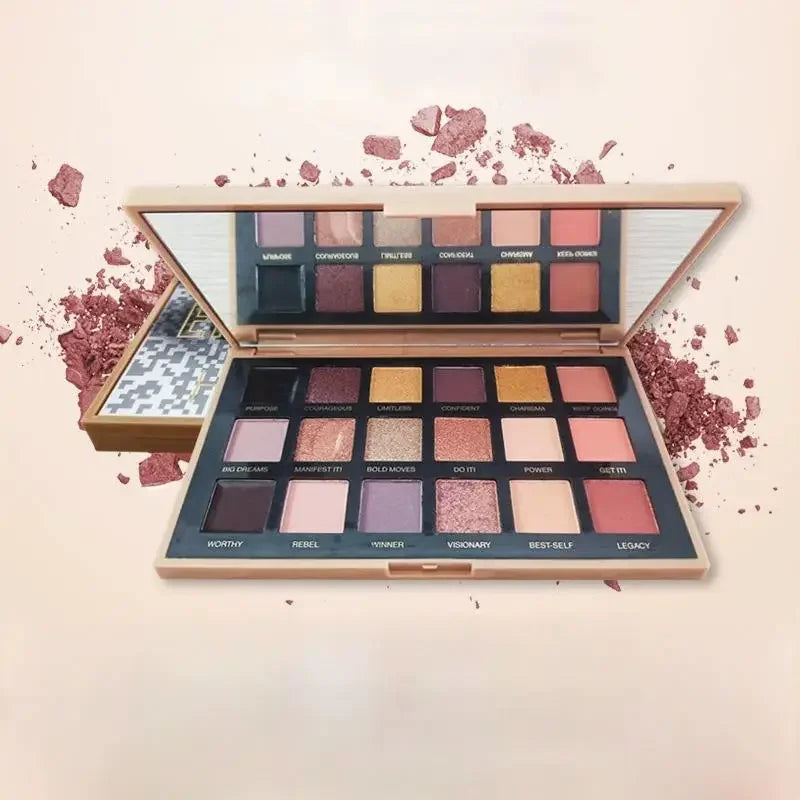 18-color Eye Shadow Palette Pearlescent Flow Finish Matte Glitter Rose Gold Black Punk-inspired Tones Party Makeup