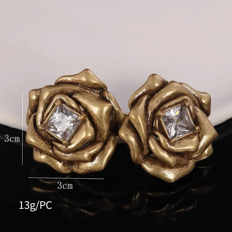 Trendy Jewelry Elegant Temperament Metal Flower Earrings For Women'S Female Gifts Delicate Design Ear Accessories Hot Selling