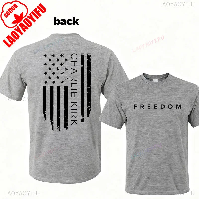 Charlie Kirk Freedom Shirt Patriotic Graphic Tee Tribute For Patriotic Activists Streetwear