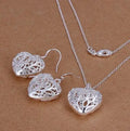Charms Wedding 925 Sterling Silver Jewelry Fashion Pretty Pendant Necklace Earring Women'S Set Top Quality Stamped