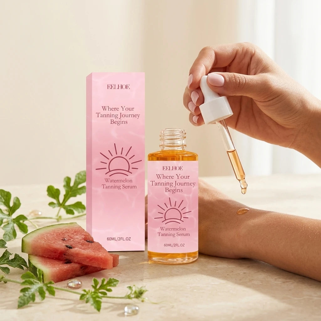 Watermelon Tanning Serum Moisturizing Evens Bronzed Glow Skin Tone Improve Skin Texture Natural Sun-Kissed Body Tanning Essence