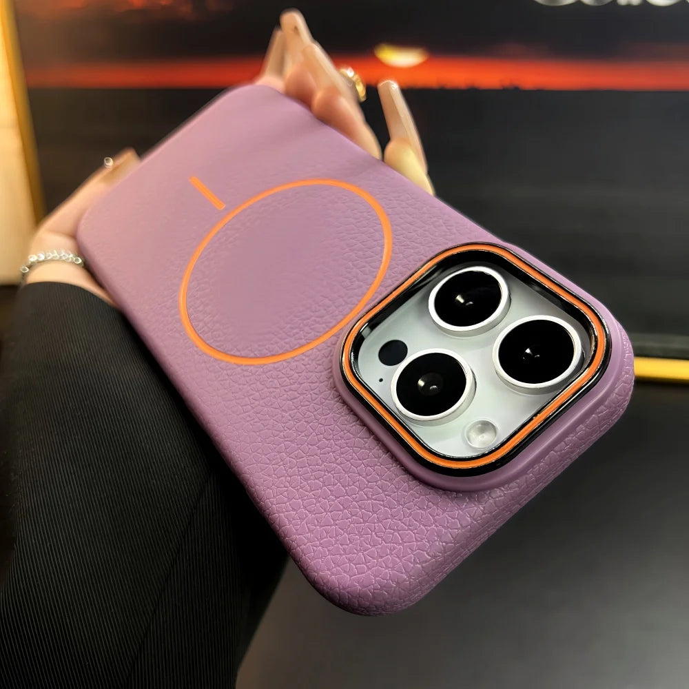 Lichee Pattern Magnetic 17promax Case for IPhone 17 Pro Max 16 14 15 Plus 13 12 17 Air Pro Max 11 for Magsafe Soft Cover