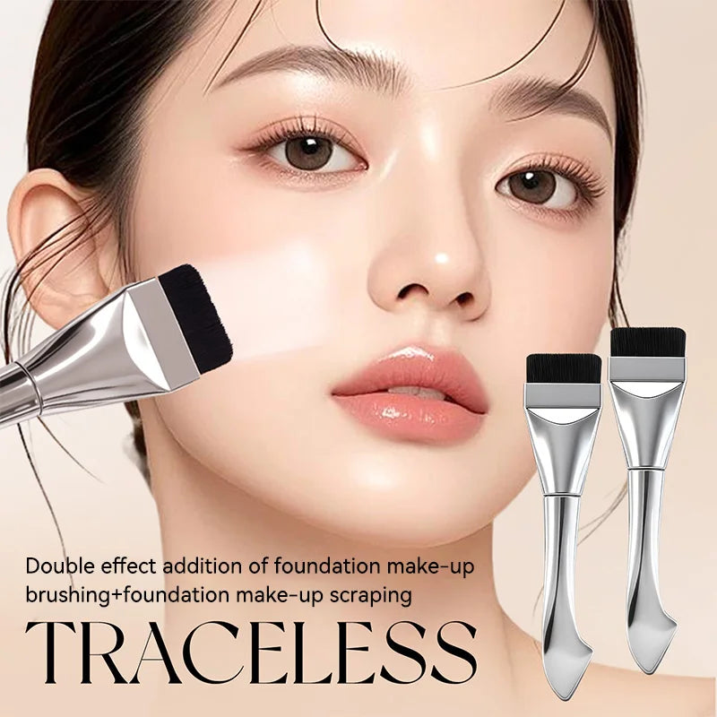 GECOMO two-headed one-word foundation brush, no foundation, no trace light mask brush, fast powder on makeup, beauty tools