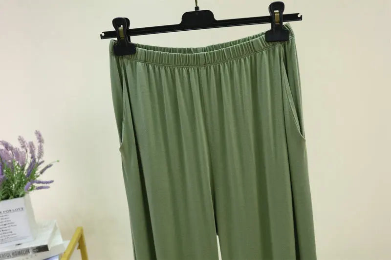 Fdfklak Women's Modal Pajama Pants - High Waist Lounge Sleep Bottoms