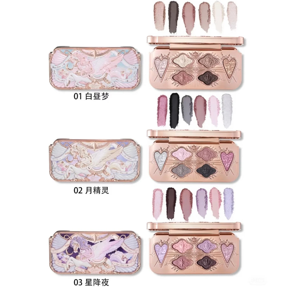 Flower Knows Garden Matte Pearlescent Powder Fine Six Color Eye Shadow Contour Palette Long Lasting Makeup Glitter Eyeshadow