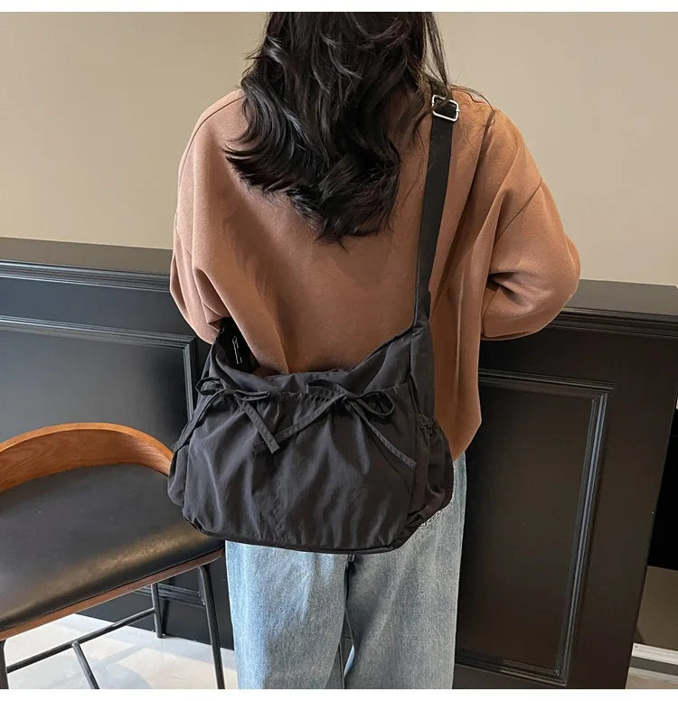 Ruched Fabric Hobo Bags Lightweight Nylon Shoulder Crossbody Bag, Stylish & Adjustable, Perfect for Casual Outfits, Daily Errand