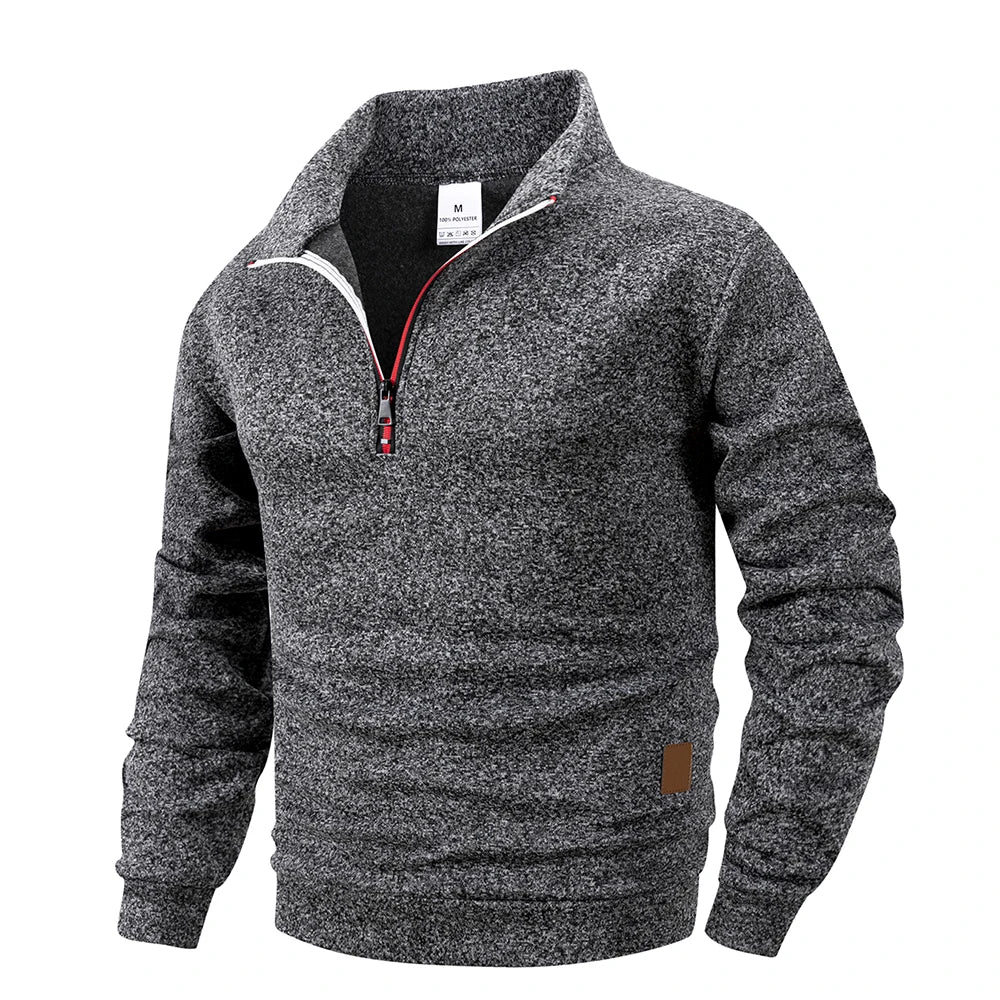Spring Autumn Men'S Standing Collar Half Zipper Sportswear Long Sleeve Sweatshirts Men Casual Knitted Pullovers Daily Coats