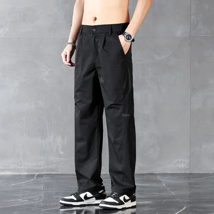 Brand Clothing Spring Summer Thin Men's Casual Straight Trousers Elastic Waist Outdoor Business Solid Color Long Pants Male