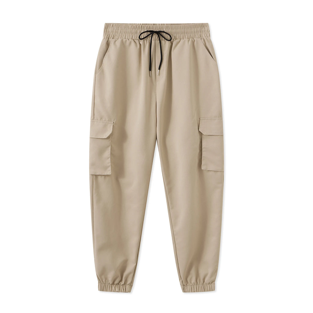Men Cargo Pants, Elastic Waist Solid Casual Pants Trousers Streetwear with Pockets