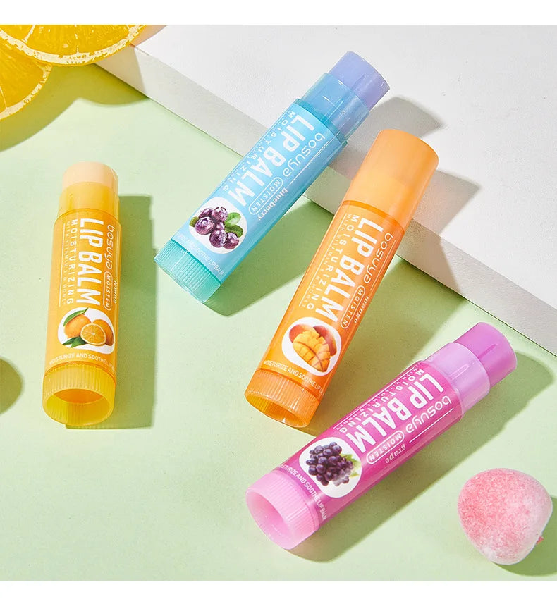 24Pcs Fruit Series Lip Balm Set Honey Grape Avocado Moisturizing Repair Anti-Cracked Non-sticky Lip Balm for Lips Skin Care