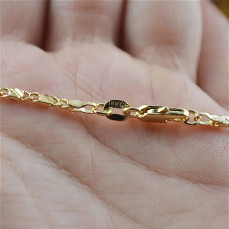 Exquisite Fashion 925 Silver 18K Gold Filled Necklace For Women'S Men Size 16-30 Inch Jewelry Chain