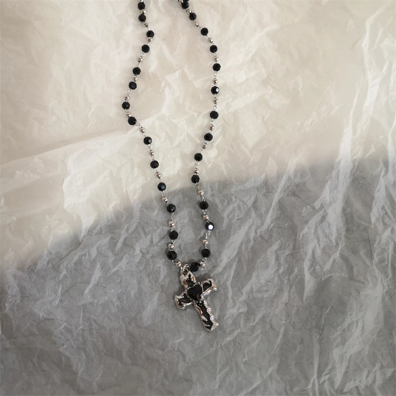 Star Cross Bowknot Pendant Necklace For Women'S Egirls Y2K Cool Neck Jewelry Clavicle Chain Original Korean Fashion