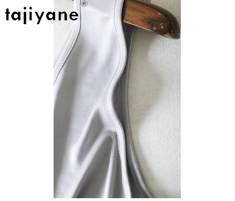 TAJIYANE 70% Mulberry Silk Tank Tops for Woman Elegant Sleeveless Summer Tops 2025 Solid Color Silk Vest Ladies Clothes кроп топ