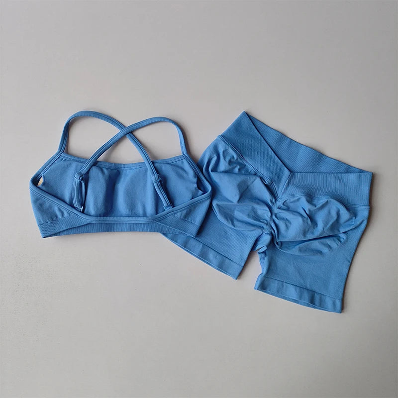 Gathering Shock-proof and Beautiful Back Seamless Sports Bras Gym Women Top Crop Tube Yoga Tops Fitness Scrunch Bum Workout Suit