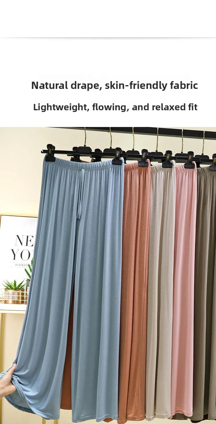 Women's Modal Wide-Leg High-Waisted Lounge Pants - Casual Summer