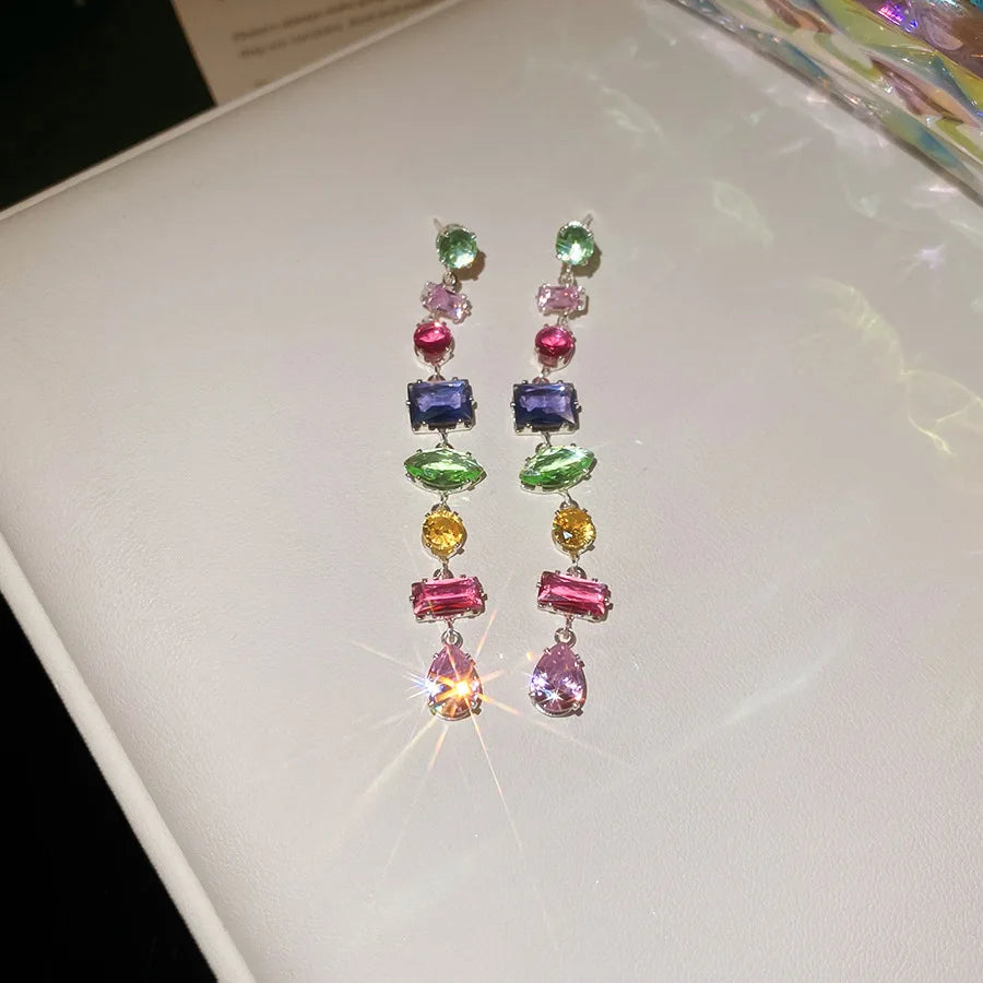 Brand 18K Gold Plated Colorful Crystal Zircon Necklace For Women Luxury Jewelry Accessories