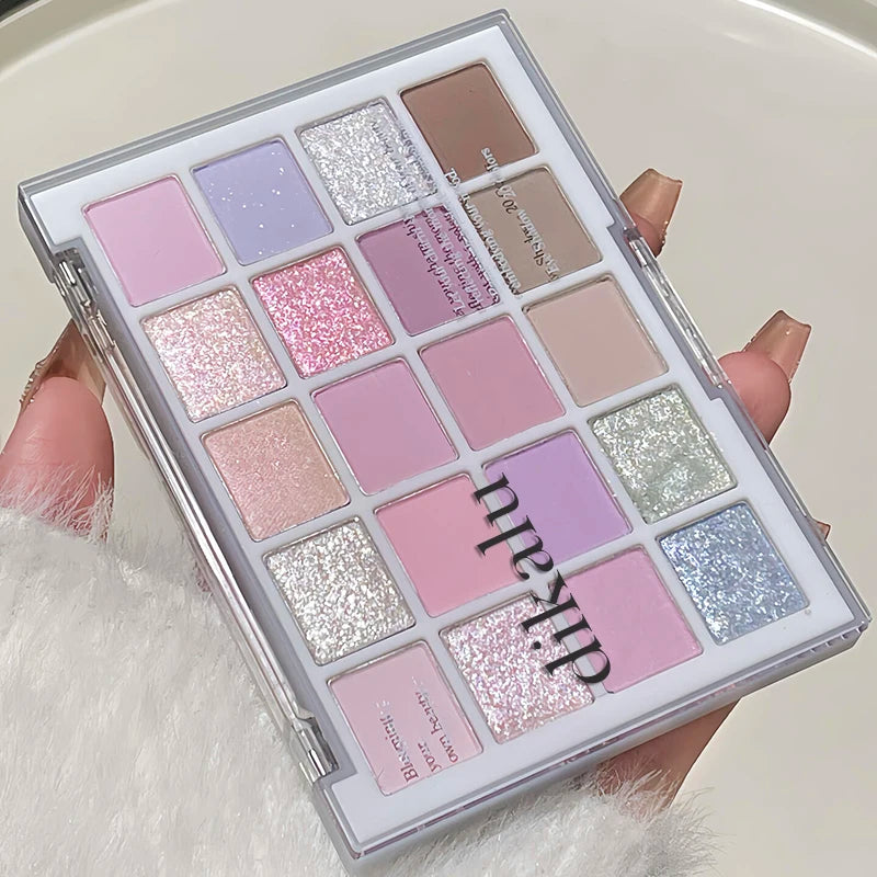 20 Colors Low Saturation Korean Eyeshadow Palette Purple Matte Pearlescent Long Lasting Waterproof Glitter Eye Shadow Eye Makeup