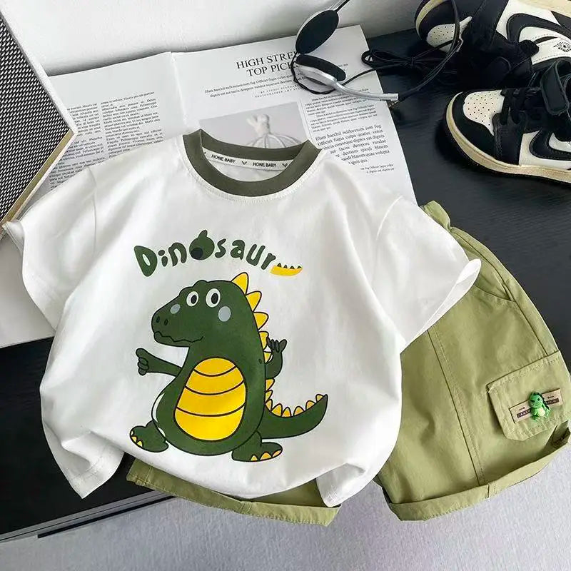 Kids Outdoor Sports Set Boys Girls Summer Short Sleeve T-Shirt Shorts Two-Piece Set Kids' Casual Striped T-Shirt 1-6 Year Set