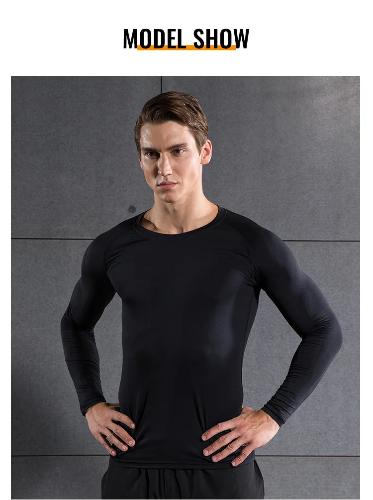 Compression Running Shirt Men Quick Dry Long Sleeve Sportswear For Male Gym Clothing Fitness Tee Training Workout Muscle Top