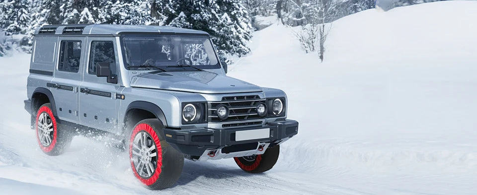 Car Red Black Anti Skiing Sock With High Resistance Fiber Anti Slip Silent Don't Damage Tire With Storage Bag & Gloves & Sleeves