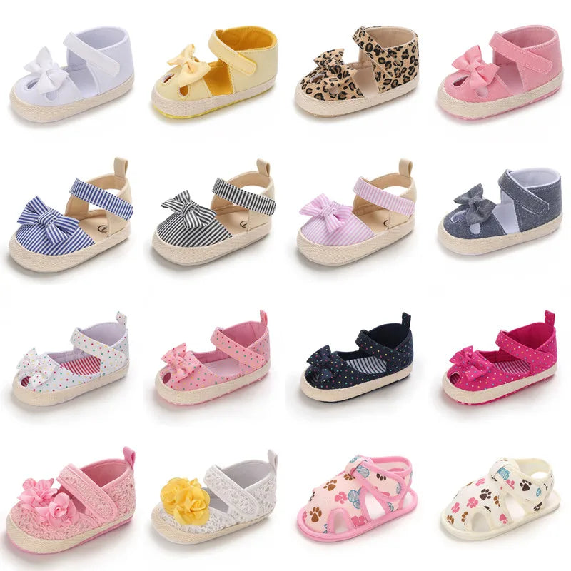 2025 New 0-18M Summer Newborn Baby Girls Boys Sandals Shoes Butterfly Flat With Heel Soft Bottom Anti Slip Shoes