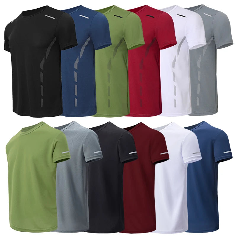 6/4 Pcs Men's Summer Multicolor Quick-drying Sports Short-sleeved Youth Running Fitness Basketball Football Breathable T-shirt