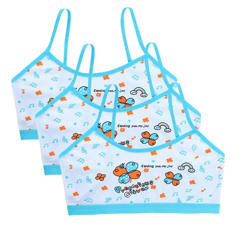 3pcs Teenage Girls Training Bras Cotton Floral Camisole Undershirts