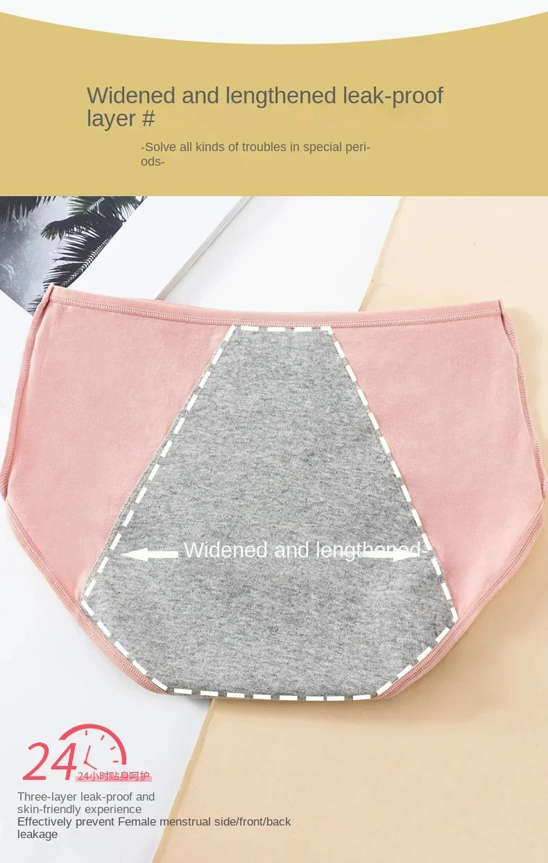 Cotton Menstrual Panties Leak Proof Breathable Cartoon cat Panties Woman Women Girls Physiological Pants Women's Intimates M-XL