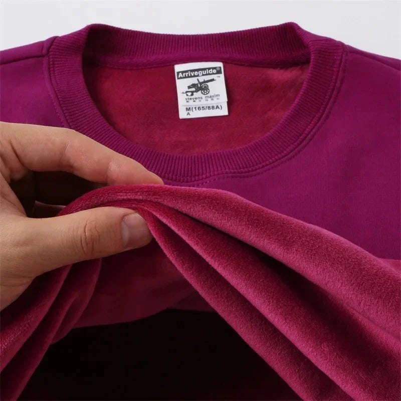 Silver Fox Velvet Pullover Sweatshirt - Loose Fit Long Sleeve Round Neck