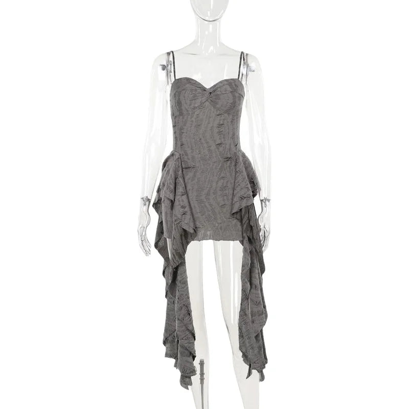 Sexy Bohemian Short Dress with Strap Vintage Retro Desert Wasteland Style Unconventional Skirt for Women Travel Photography