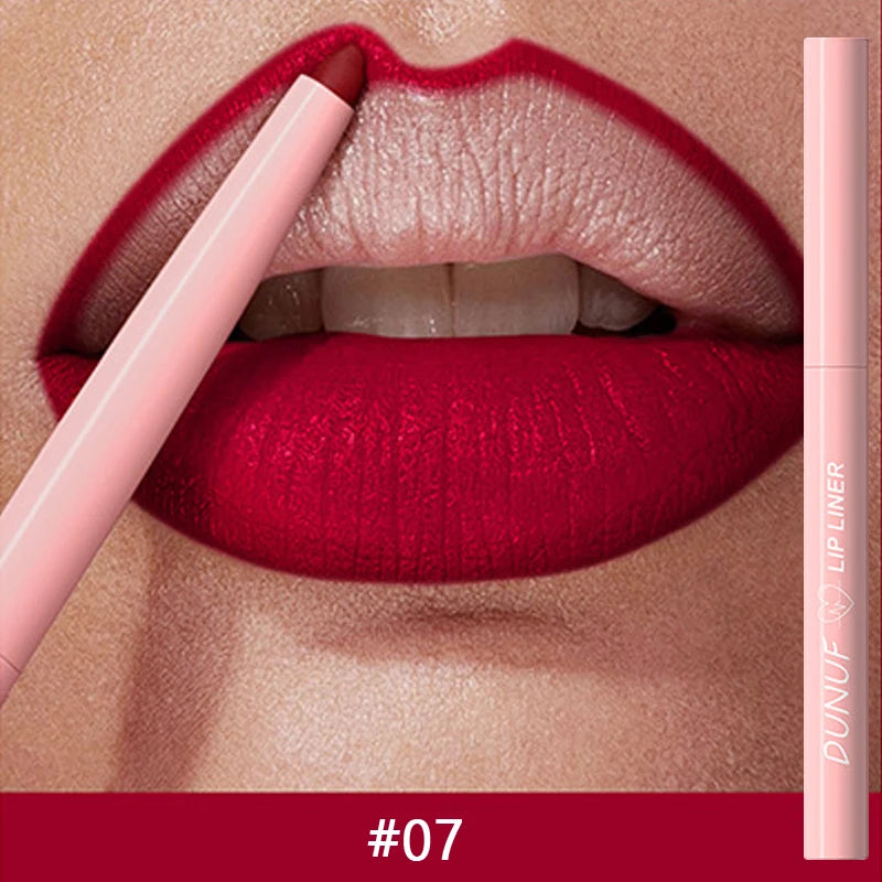 12 Colors Matte Red Brown Lipliner Pencil Waterproof Non-stick Cup Slim Lipstick Make Up Nude Pink Lip Liner Outline Lip Contour