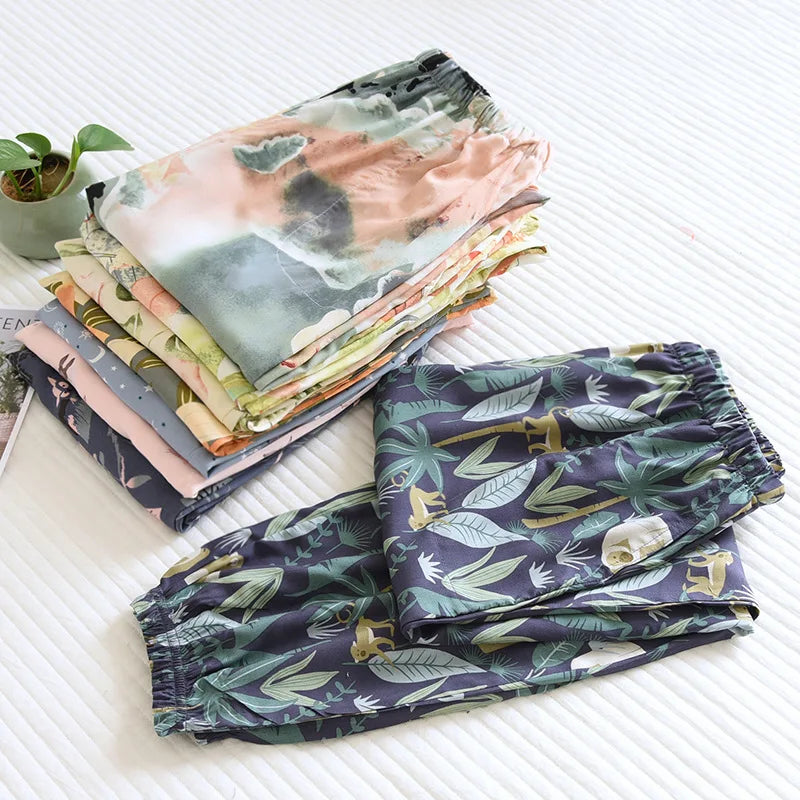 Cloud Cotton Story Women's Floral Pajama Pants - 100% Viscose Loose