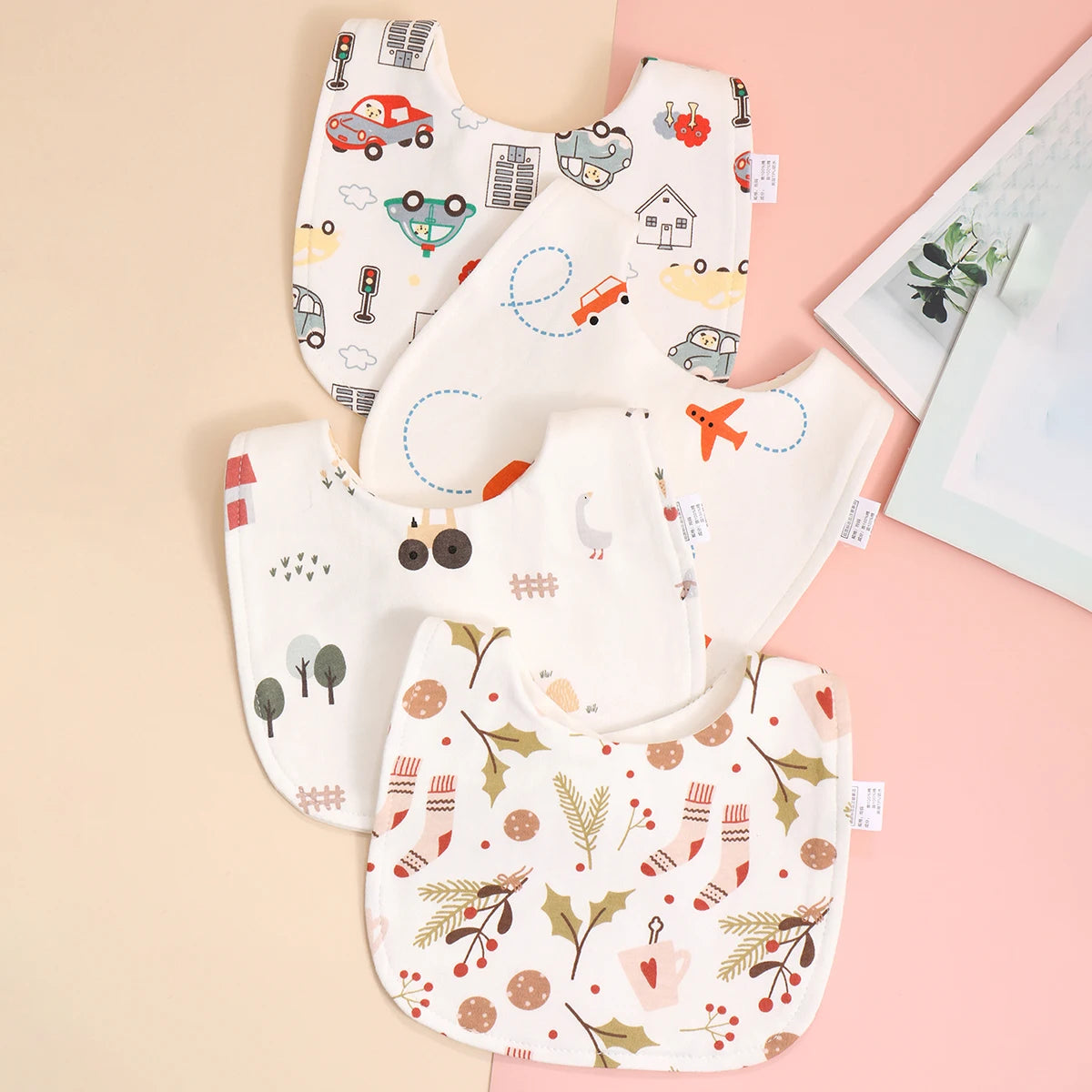 Cotton Soft Baby Adjustable Bandana Bibs Set Of 4 For Newborns And Toddlers Dribble Bibs