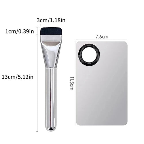 2pcs Makeup Palette and Foundation Brush Set - Stainless Steel