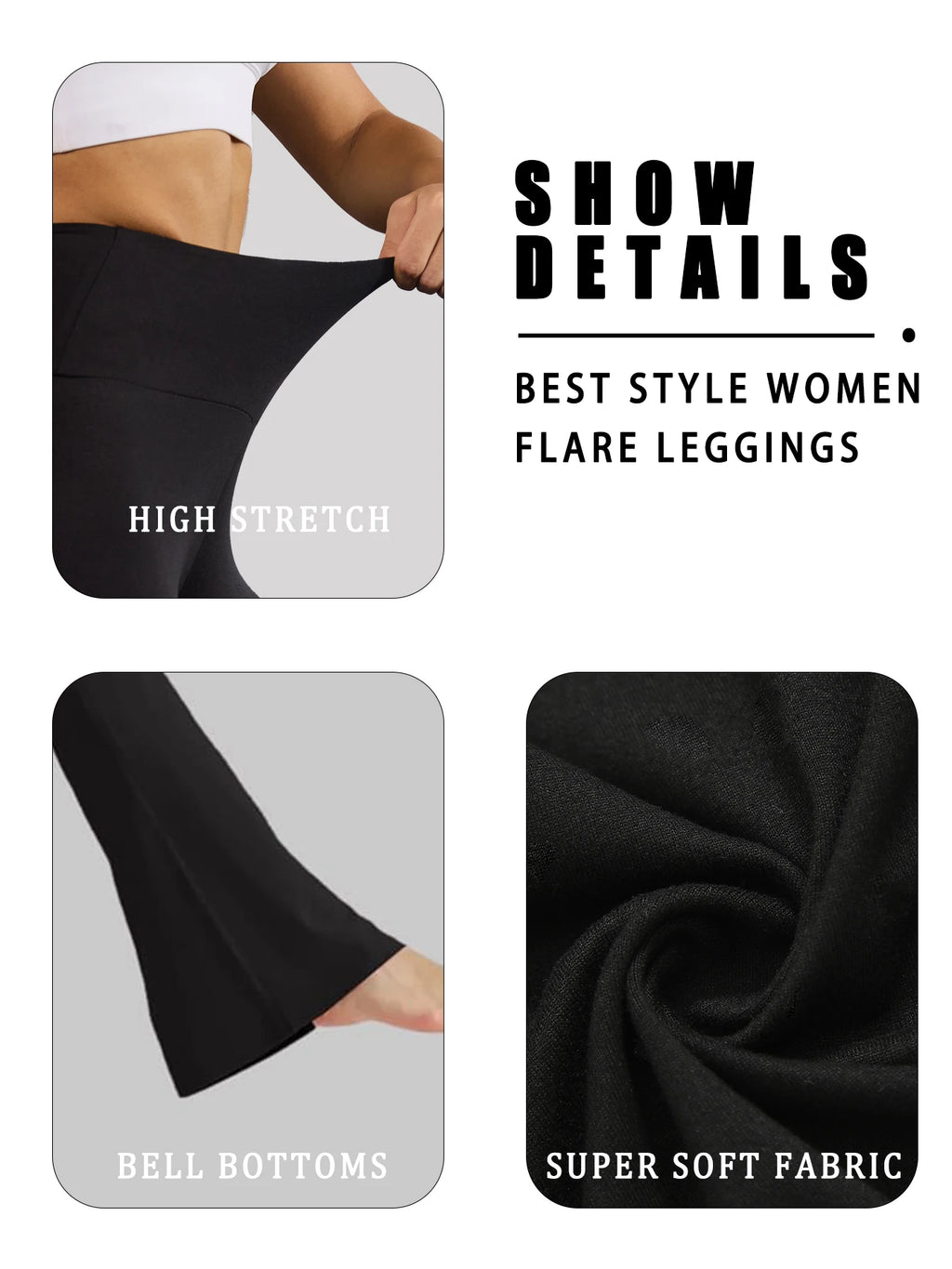 Women's Super Soft Flare Pants High Waisted Tummy Control Workout Yoga Push Up Gym Fitness Long Leggings Bell Bottoms